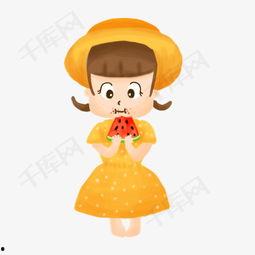 吃瓜小女孩特效视频素材,小女孩变身吃瓜达人，特效视频带你领略童趣瞬间